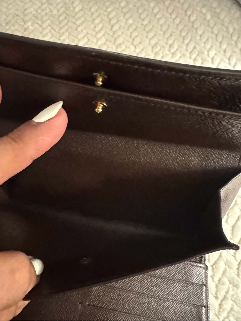 Brown Checkered Long Women's Wallet - Picture 8 of 14